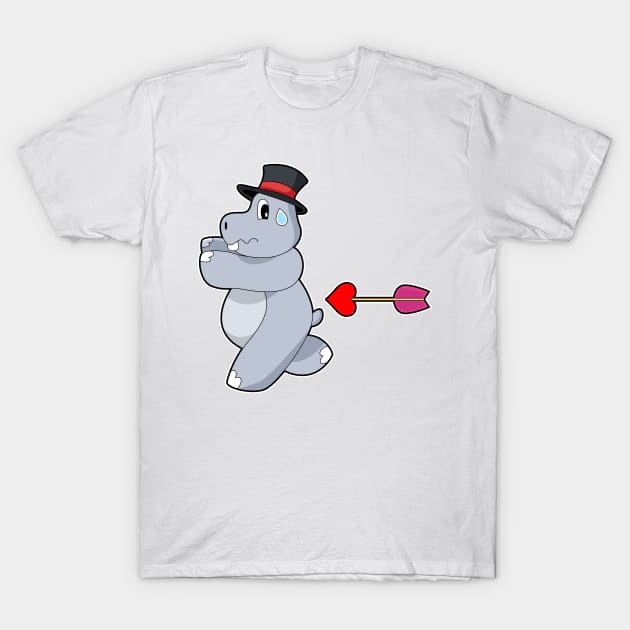 Hippo Groom Love arrow Wedding T-Shirt by Markus Schnabel